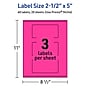 Avery Rectangle Laser/Inkjet Multipurpose Labels, 2.5" x 5", Neon Magenta (60/Pack)~#|#~770A37AD-6873-4BFB-B5F8F66913897908_sc7