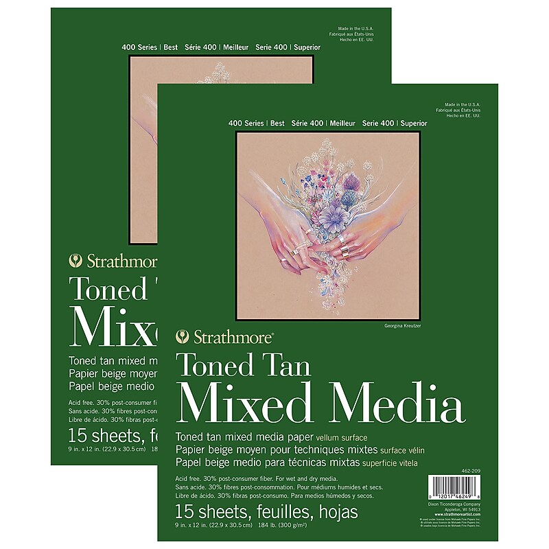 Strathmore 400 Series 9" x 12" Mixed Media Sketch Pad, 15 Sheets/Pad, 2/Bundle (STTP462209-2) image 1