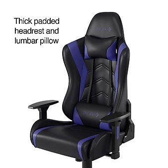 Staples Emerge Vartan Bonded Leather Gaming Chair, Black/Blue (53242V)
