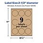 Avery Laser/Inkjet Decorative Edge Multipurpose Labels, 2.5" Dia., Kraft Brown, 135 Labels/Pack ( 94516)~#|#~7710908D-67F9-4414-8C9032F304CD28EF_sc7