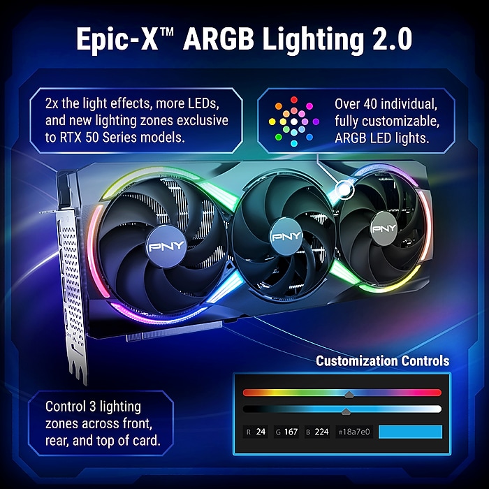 PNY NVIDIA GeForce RTX 5080 EPIC-X ARGB OC Triple Fan PCIe 5.0