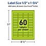 Avery Laser/Inkjet Multipurpose Rectangle Labels, 0.5" x 1.75", Bright Green, 4800/Box (94204)~#|#~7717C432-BDA5-45E6-AB8DAC1320127960_sc7
