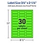 Avery Laser/Inkjet Multipurpose Labels, Neon Green, 30 Labels/Sheet, 80 Sheets/Pack (94216)~#|#~7718878C-71CF-4F23-994C8CA25B41E52F_sc7