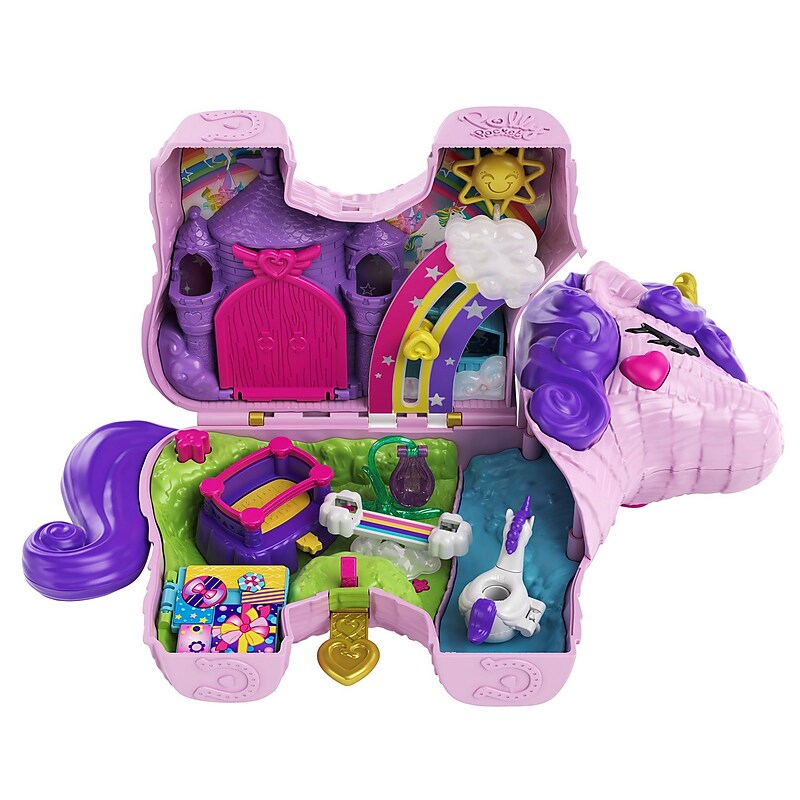 Mattel Polly Pocket Plastic Unicorn Party Playset, Multicolor (GKL24) image 1