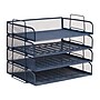 Staples Metal Mesh Side Loading Stackable Letter Tray, Letter Size, Navy Blue, 4/Pack (ST63844)~#|#~772C4DB9-E4D2-401C-8AFA8E4461143664_sc7