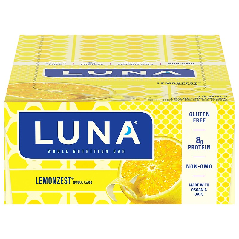 Luna Gluten Free Lemon Zest Nutrition Bar, 1.69 oz., 15 Bars/Box (CCC210004) image 1