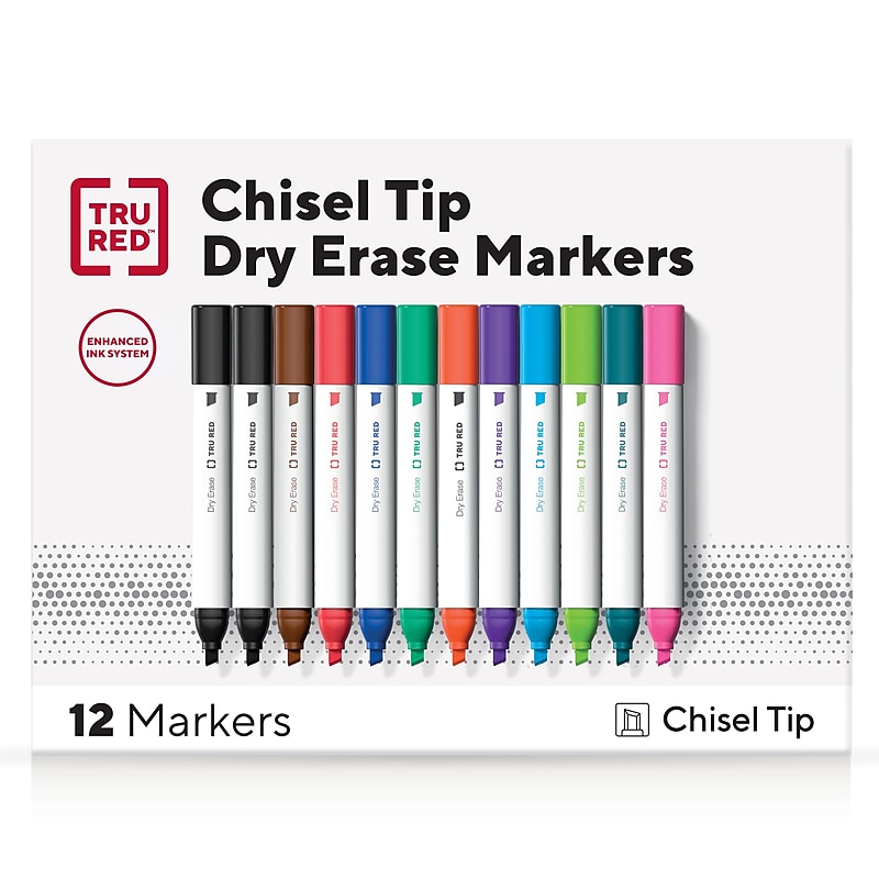 TRU RED™ Tank Dry Erase Markers, Chisel Tip, Assorted, 12/Pack (TR54567/TR61441) image 1