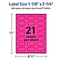 Avery Oval Laser/Inkjet Multipurpose Labels, 1-1/8" x 2-1/4", Neon Magenta (840/Box)~#|#~77314382-360D-45F8-989E066A389CB3B2_sc7