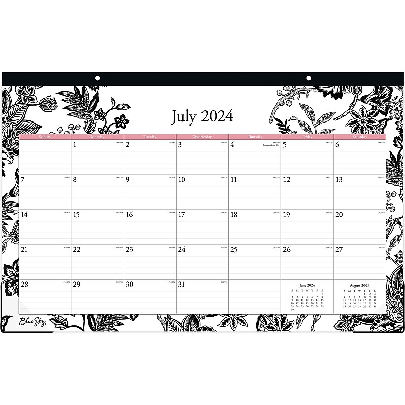 2024-2025 Blue Sky Analeis 17" x 11" Academic Monthly Desk Pad Calendar, Black/White (130617-A25) image 1