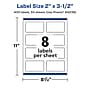 Avery Laser/Inkjet Rectangle Multipurpose Labels, 2" x 3.5", Matte White, 400 Labels/Box (94238)~#|#~77387E5F-74B2-4283-94C0364C89BE7146_sc7
