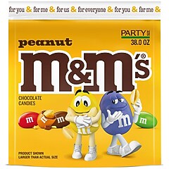 M&M's Party Size Peanut Milk Chocolate Candy Pieces, 38 oz