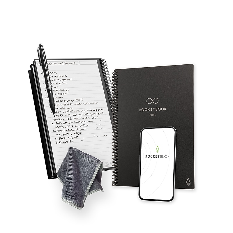 Rocketbook Core Professional Notebooks, 6" x 8.8", College Ruled, 18 Sheets, Black (EVR2-E-RC-A-FR) image 1