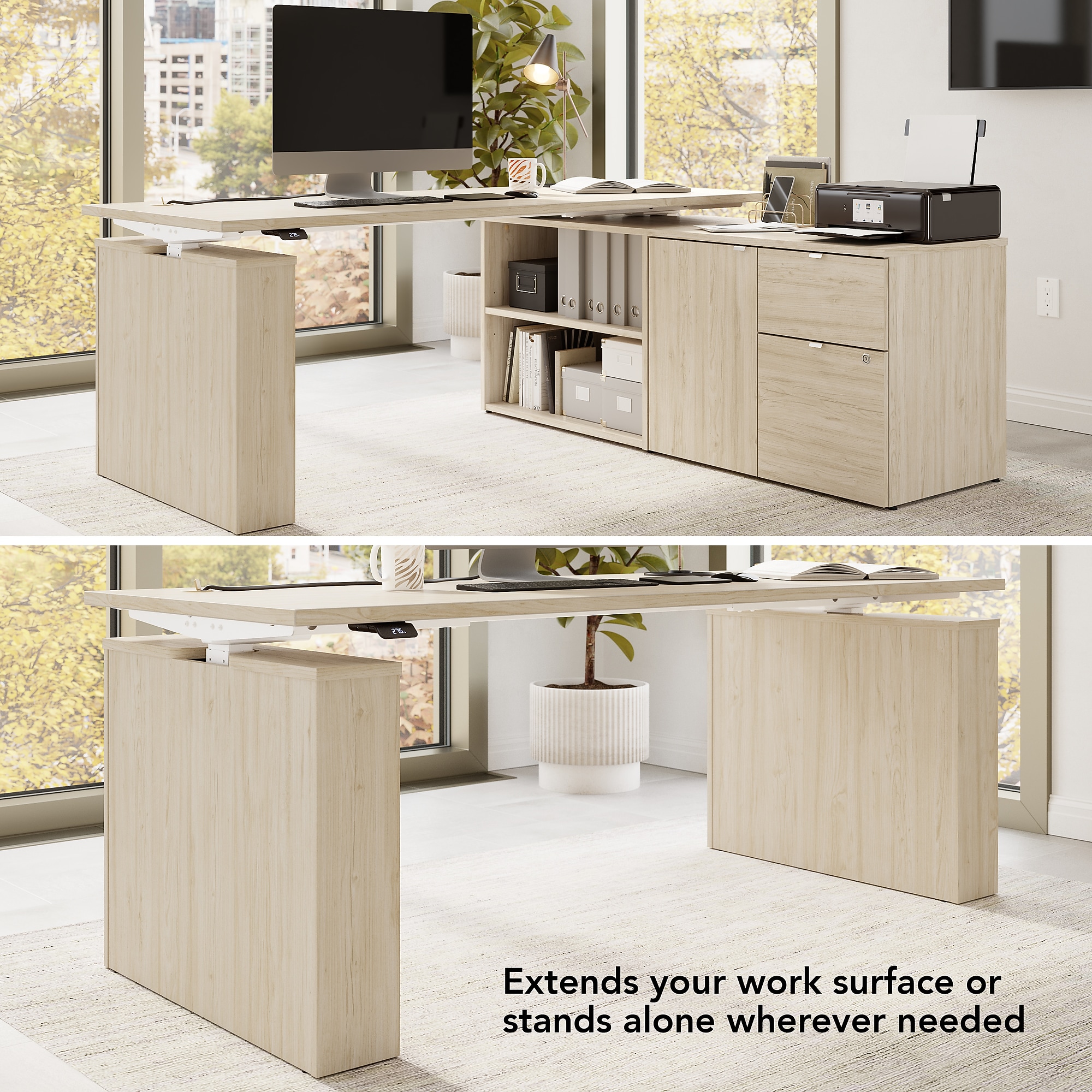 Bush Business Furniture Stratus 24″H Storage Cabinet with 2 Shelves, 2 Drawers, Natural Elm (SUS130NE) Sansujyuku sansujyuku.com