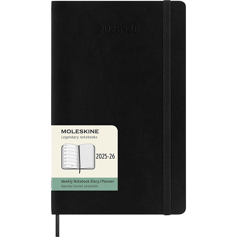 2025-2026 Moleskine Planners 5" x 8.25" Academic Weekly Planner, Cardboard Cover, Black (DSB18WN3Y26) image 1