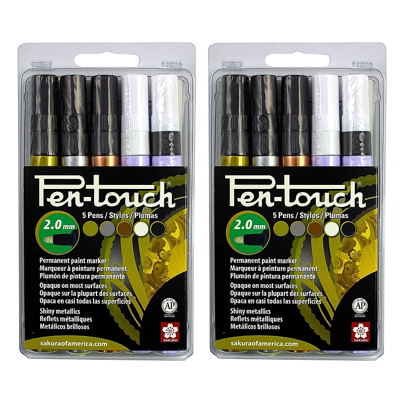 Sakura Pen-Touch Washable Water-Based Markers, Assorted Colors, 5/Pack, 2 Packs/Bundle (SAK42591-2) image 1
