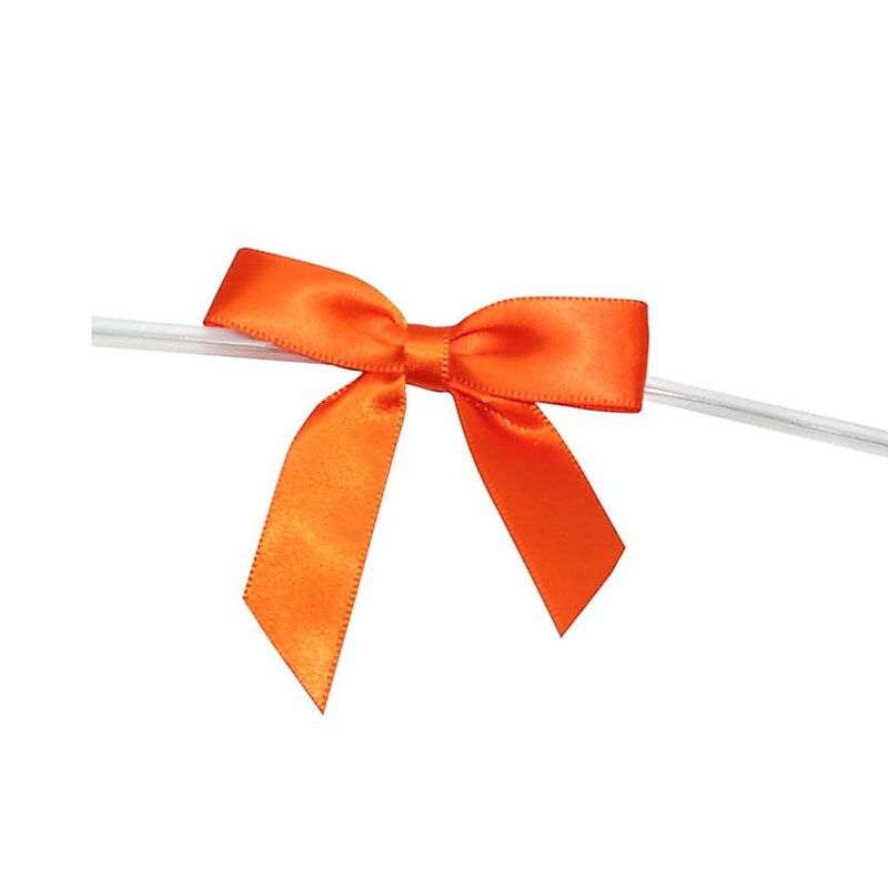 JAM Paper Satin Bows, Orange Satin, 100/Pack (52640349180) image 1