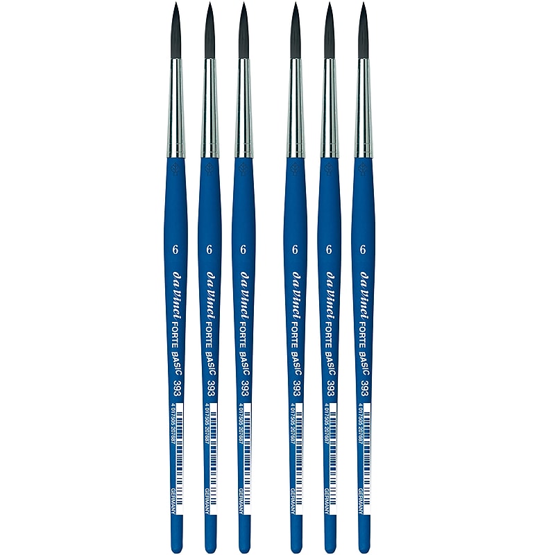 da Vinci FORTE BASIC Acrylic Synthetic Bristle, Round Brush, 6/Pack (DVXVA3936-6) image 1