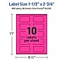 Avery Laser/Inkjet Rectangle Multipurpose Labels, 1.5" x 2.75", Neon Magenta, 800/Box (94230)~#|#~7753E0AE-7BC8-48BA-A80CD31BA9DF1B7E_sc7
