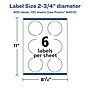 Avery Laser/Inkjet Circle  Waterproof Multipurpose Labels, 2.75"  Dia, White, 600/Box (94512)~#|#~77547F1F-3D5C-469F-BFCF285E8FE4D743_sc7