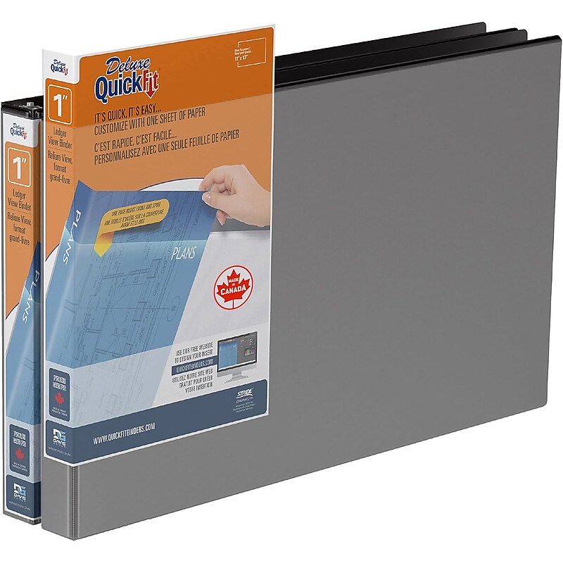 Davis Group QuickFit Heavy Duty 1" 3-Ring Standard Binders, D-Ring, Black, 2/Pack (94011-02) image 1