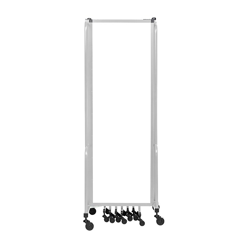 National Public Seating Robo Series 9-Panel Folding Mobile Room Divider, 72"H x 210"W, Clear Acrylic (RDG6-9CA) image 1
