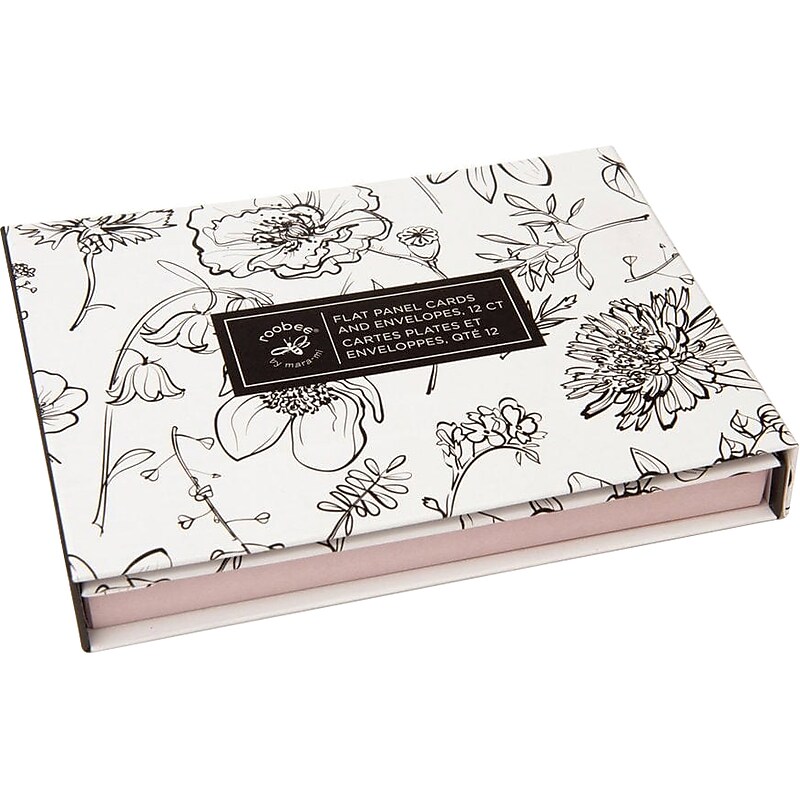 Gartner Studios Black-and-White Floral Note Cards with Envelopes, Assorted Colors, 12/Pack (51347) image 1