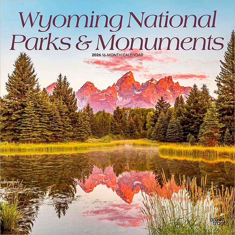 2026 BrownTrout Wyoming National Parks & Monuments 12" x 12" Monthly Wall Calendar (9798330706419) image 1