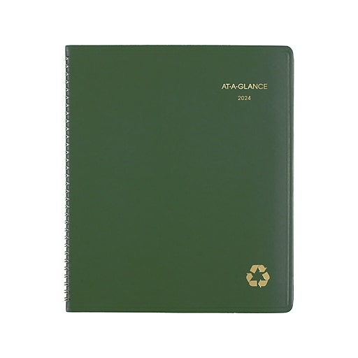 2024 ATAGLANCE Recycled 9" x 11" Monthly Planner, Green (70260G60