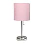 Creekwood Home Oslo 19.5" LED Table Lamp with USB Port, Brushed Steel/Light Pink Shade (CWT-2012-LP)~#|#~778727BF-B980-46C2-98D8747A06534D14_sc7