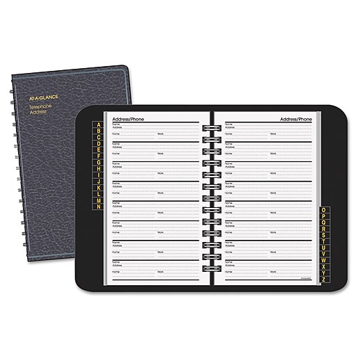ATAGLANCE 47/8 x 8 Telephone/Address Book, 47/8 x 8, Black Staples