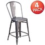 Flash Furniture Lincoln Contemporary Metal Vertical Back Indoor Counter Height Stool, Clear Coat, 4-Pieces/Pack (4XUDGTP001B24)~#|#~7798E794-E05C-432C-8A11592100A9122F_sc7