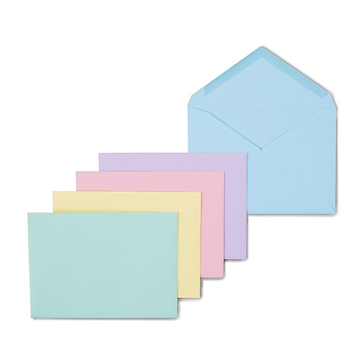 Staples Invitation Envelopes, 4 3/4" x 6 1/2", Assorted Pastels, 50/Box (20560/18682) Staples