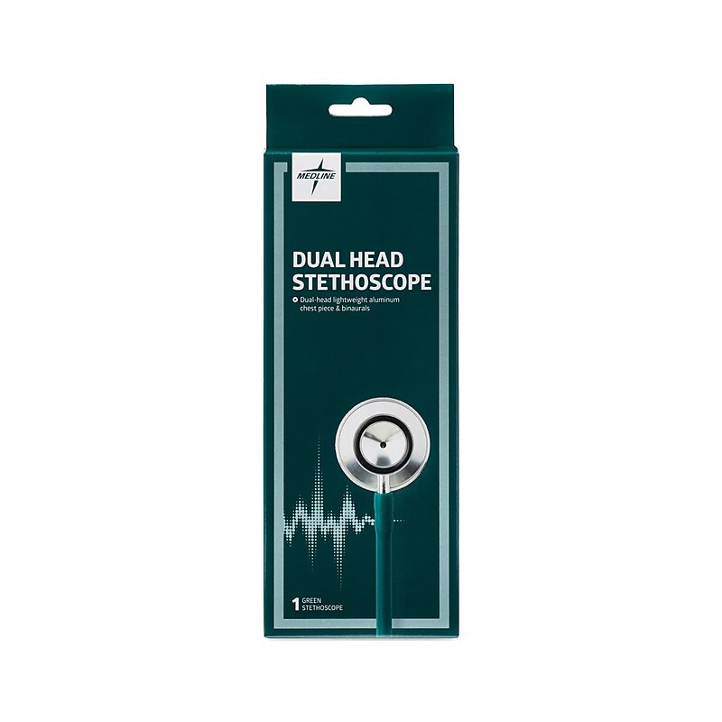 Medline Dual Head Stethoscope, Hunter Green (MDS926207) image 1