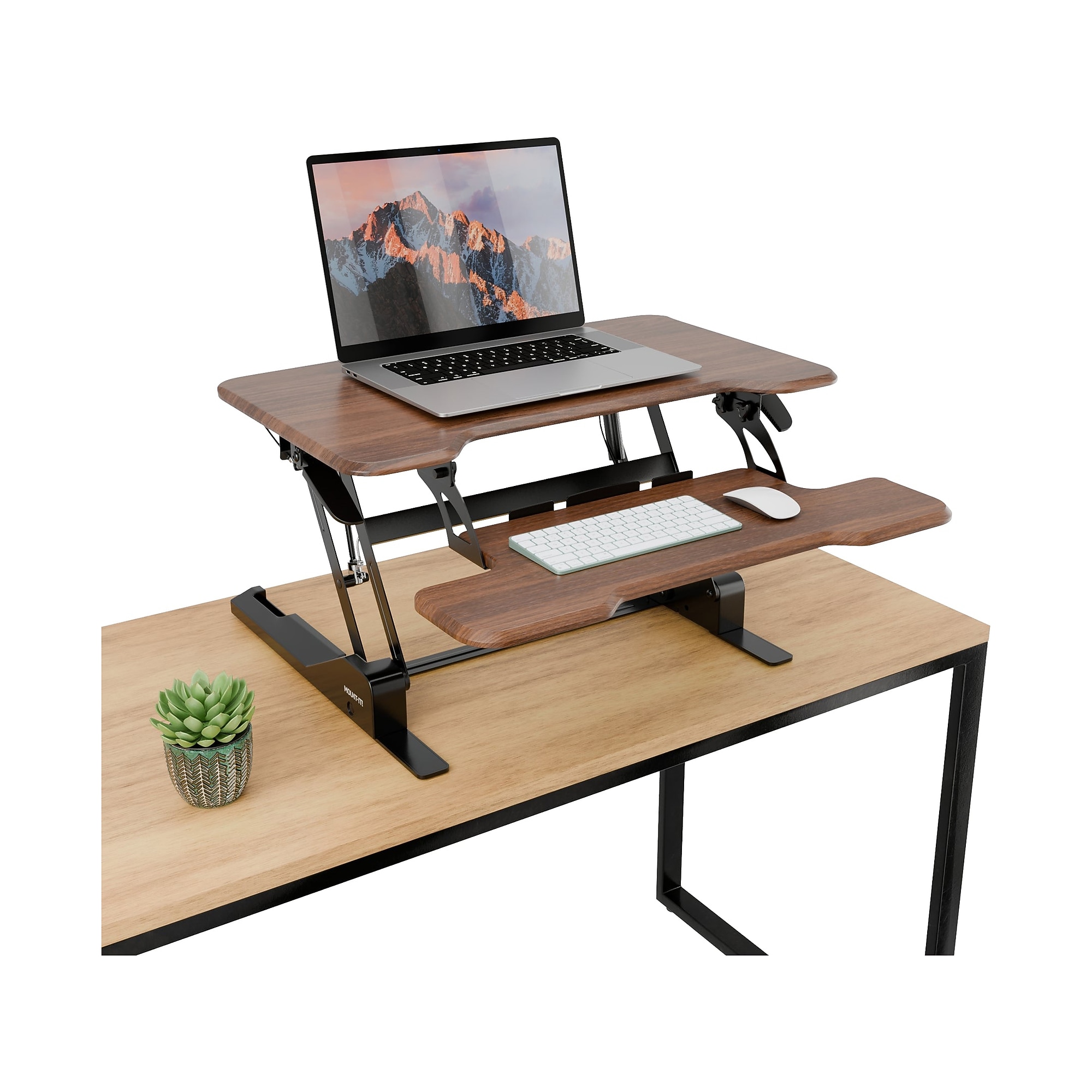 Mount-It! 30″W Manual Rectangular Adjustable Standing Desk Converter, Dark Walnut Woodgrain (MI-15006S) Sansujyuku sansujyuku.com