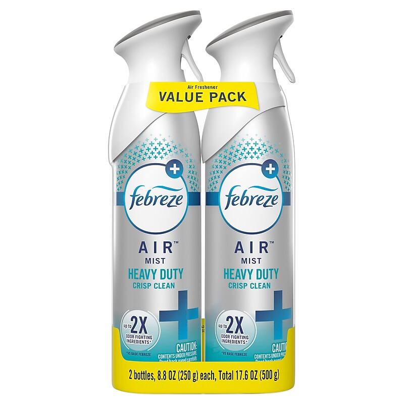 Febreze Odor-Fighting Heavy Duty Air Freshener, Crisp Clean Scent, 2 count, 8.8 oz. (97806) image 1