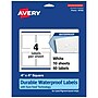 Avery Laser/Inkjet Square Durable Waterproof Labels, 4" x 4", White, 40 Labels/Pack (94100)~#|#~77B15F93-05FB-43B2-9D7D84D9A6318601_sc7