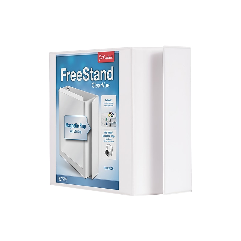 Cardinal FreeStand EasyOpen Heavy Duty 4" 3-Ring View Binders, D-Ring, White (43140) image 1