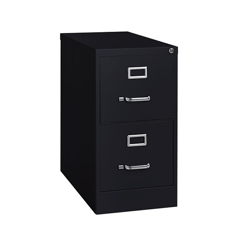 Lorell 2-Drawer Vertical File with Lock, Black, Letter, 28 3/8"H x 15"W x 25"D image 1