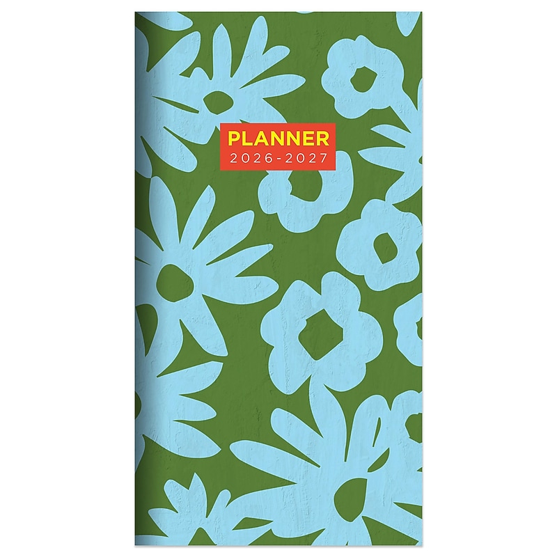 2026-2027 TF Publishing Flower Stencil 3.5" x 6.5" Calendar Year Monthly Planner, Paperboard Cover, Multicolored (26-7018) image 1