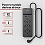 Staples TECH 12-Outlet 2-USB Port Surge Protector, 8', 3900 Joules, Black (ST62774)~#|#~77BCF314-DD9F-48B1-917B5801183D529B_sc7