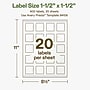 Avery Square Laser/Inkjet Multipurpose Labels, 1-1/2" x 1-1/2", Off-White (400/Pack)~#|#~77BFDFF8-F934-4DF4-A4D34FC2CE0C1FFB_sc7
