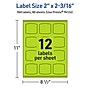 Avery Laser/Inkjet Multipurpose Square Labels, 2" x 2-3/16", Bright Green, 960/Box (94124)~#|#~77C4274E-AF2C-4987-8C3F55701B0A042C_sc7
