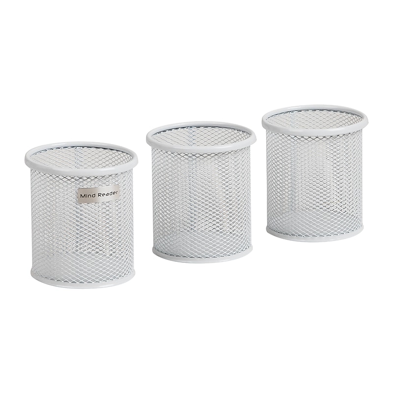 Mind Reader Metal Pen and Accessory Holder Desk Organizer, White, 3-Pieces (CLIPMESH3-WHT) image 1