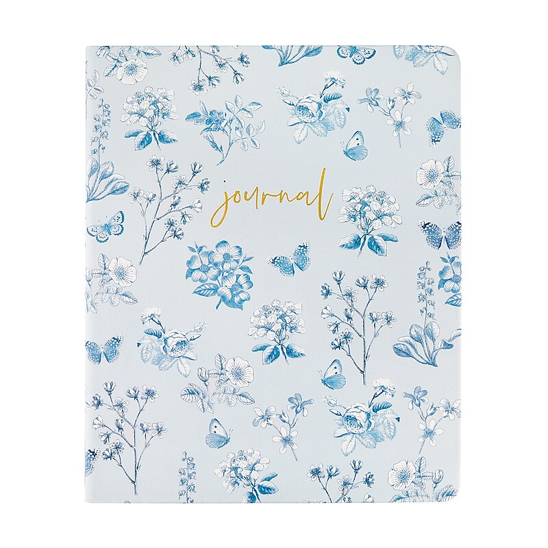 Eccolo Hardcover Journal, 8" x 10", Narrow Ruled, Blue Floral (ST512) image 1