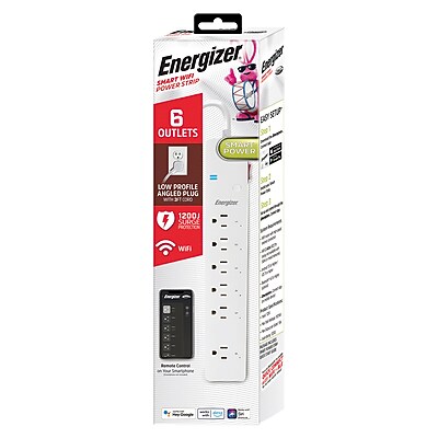 Energizer Connect 6-Outlet Smart Wi-Fi Surge Protector Power Strip, 3 ft., 1,200-Joules, White (EIS3-1004-WHT) Sansujyuku sansujyuku.com