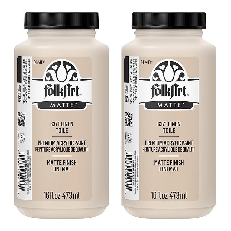 FolkArt Acrylic Paint Matte, 16oz., Linen, 2/Pack (FLK6371-2) image 1