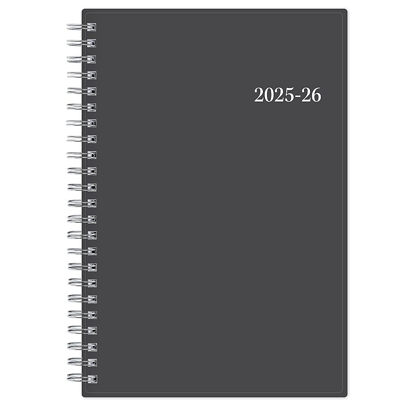 2025-2026 Blue Sky Collegiate 5" x 8" Academic Year Weekly & Monthly Planner, Plastic Cover, Gray (100139-A26) image 1