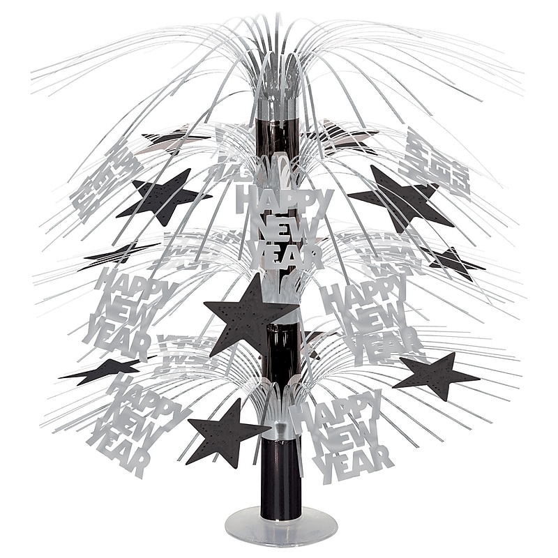 Beistle Cascade New Year's Centerpiece, Black/Silver, 2/Pack (80808-BKS) image 1
