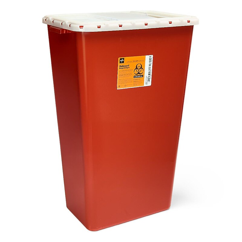 Medline Locking Sharps Container, 18 Gallon, Red, 5/Carton (MDS705218SL) image 1