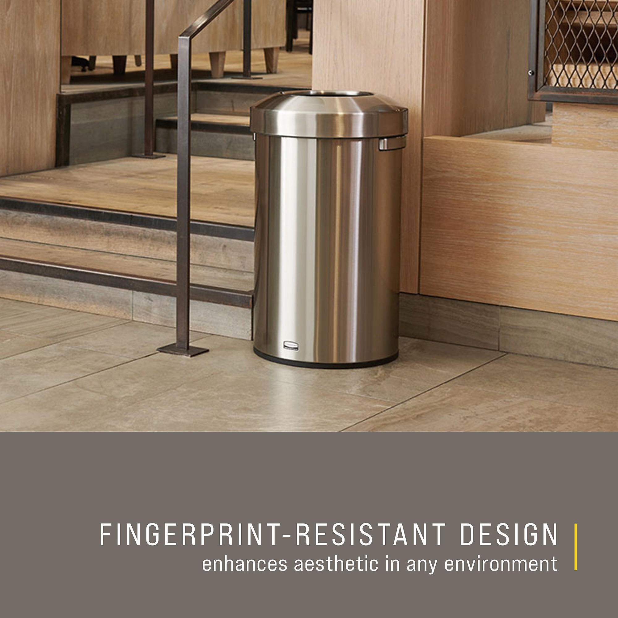 Rubbermaid Refine Stainless Steel Indoor Trash Can with Open Lid, 23 Gallon, Silver (2147584) Sansujyuku sansujyuku.com